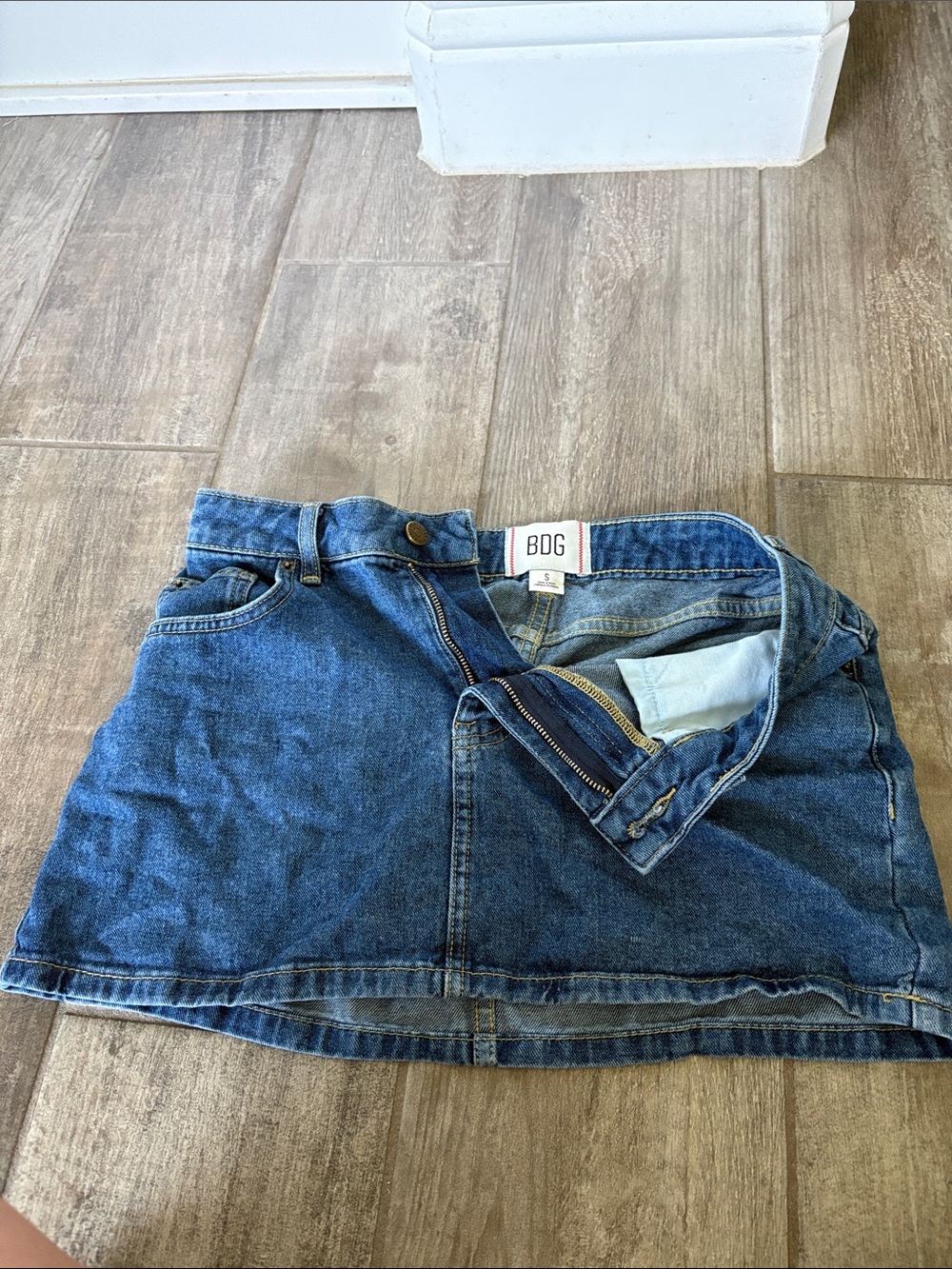 BDG Blue Denim Mini Skirt with Front Zip